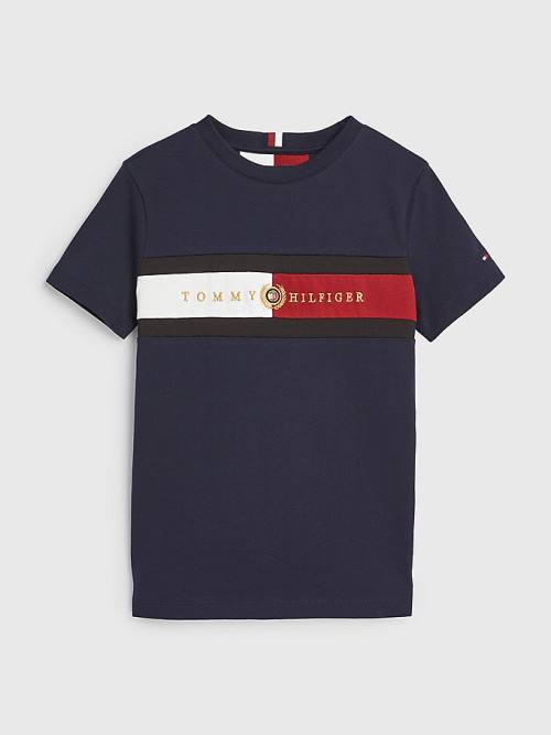 Tommy Hilfiger Icons Organic Pamut Logo Póló Fiú Kék | TH236INO