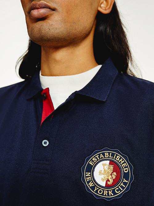 Tommy Hilfiger Icons Organic Pamut Regular Fit Póló Férfi Kék | TH568HFA