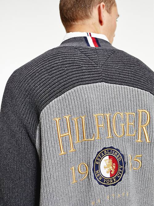 Tommy Hilfiger Icons Oversized Crest Cardigan Pulóverek Férfi Szürke | TH017JLH