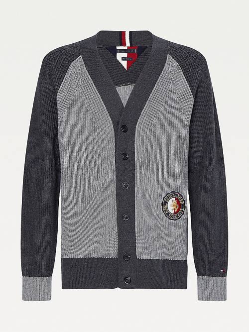 Tommy Hilfiger Icons Oversized Crest Cardigan Pulóverek Férfi Szürke | TH017JLH