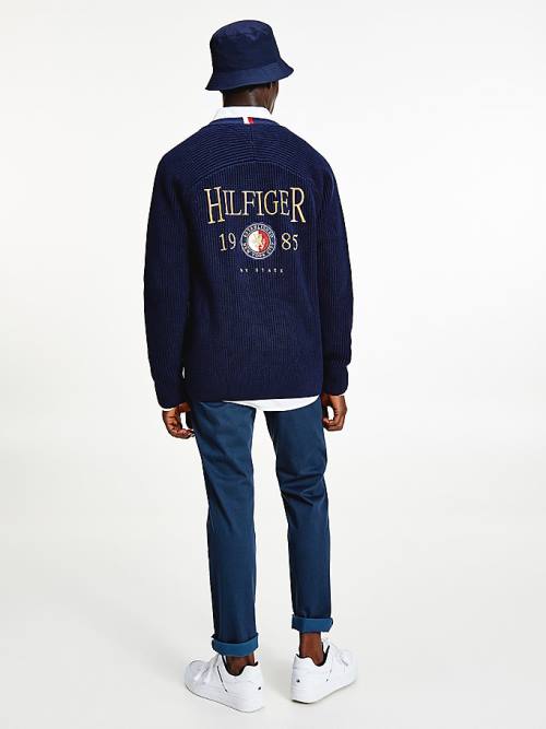 Tommy Hilfiger Icons Oversized Crest Cardigan Pulóverek Férfi Kék | TH173CGB