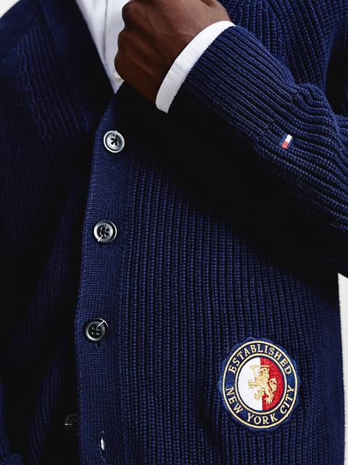 Tommy Hilfiger Icons Oversized Crest Cardigan Pulóverek Férfi Kék | TH173CGB