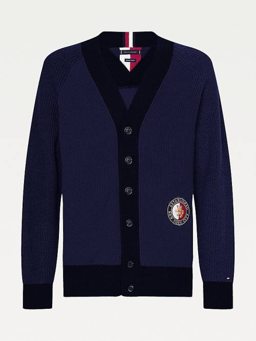 Tommy Hilfiger Icons Oversized Crest Cardigan Pulóverek Férfi Kék | TH173CGB