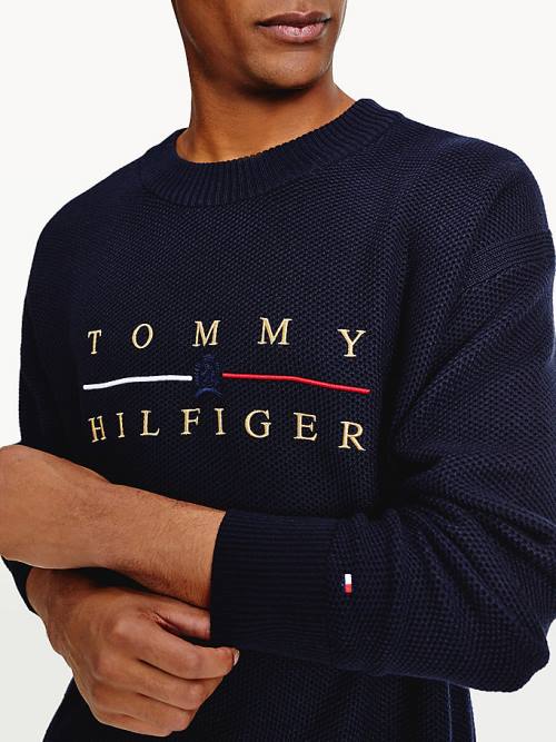 Tommy Hilfiger Icons Oversized Structured Jumper Pulóverek Férfi Kék | TH596LJF