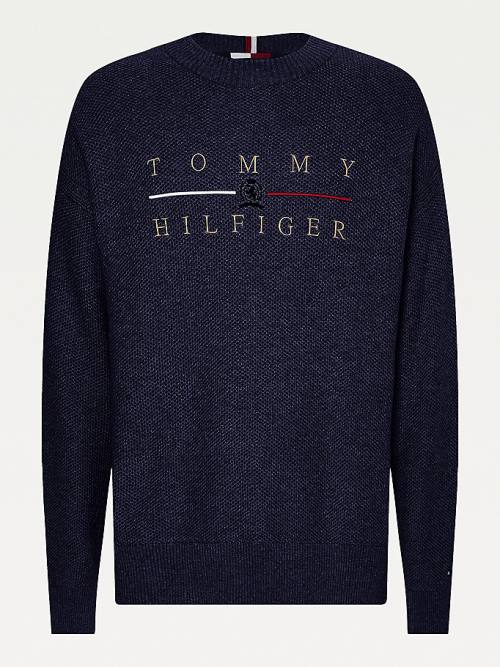 Tommy Hilfiger Icons Oversized Structured Jumper Pulóverek Férfi Kék | TH596LJF