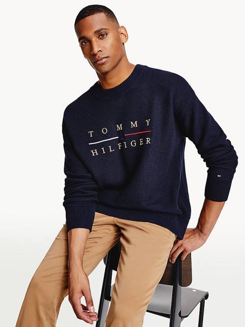 Tommy Hilfiger Icons Oversized Structured Jumper Pulóverek Férfi Kék | TH596LJF