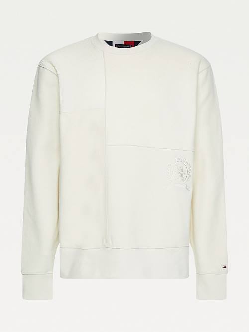 Tommy Hilfiger Icons Relaxed Fit Crest Panel Pulóver Férfi Fehér | TH215RZV