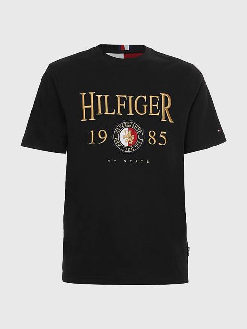 Tommy Hilfiger Icons Relaxed Fit Póló Férfi Fekete | TH562JSO