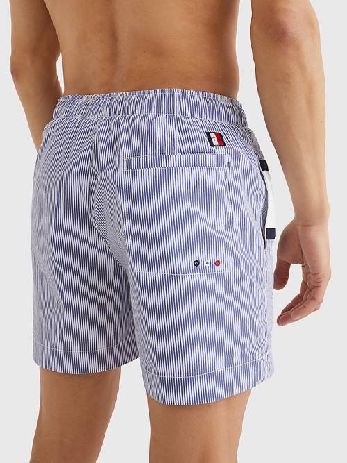 Tommy Hilfiger Ithaca Stripe Colour-Blocked Mid Length Shorts Fürdőruha Férfi Kék | TH064YGC