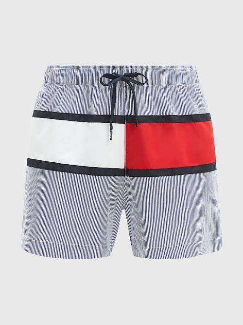 Tommy Hilfiger Ithaca Stripe Colour-Blocked Mid Length Shorts Fürdőruha Férfi Kék | TH064YGC