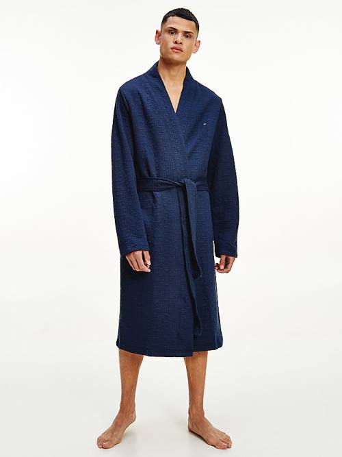 Tommy Hilfiger Jacquard Bathrobe Pizsama Férfi Kék | TH184KHC