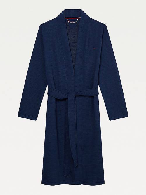 Tommy Hilfiger Jacquard Bathrobe Pizsama Férfi Kék | TH184KHC