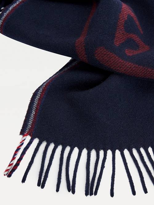 Tommy Hilfiger Jacquard Logo Sál Férfi Kék | TH247FWY