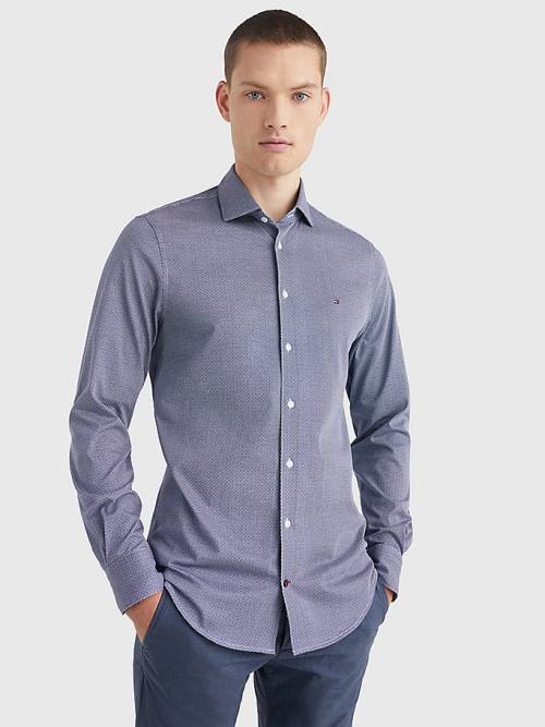 Tommy Hilfiger Jersey Geometric Slim Fit Ingek Férfi Kék | TH852XGB