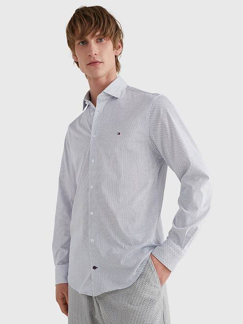 Tommy Hilfiger Jersey Micro Dot Slim Fit Ingek Férfi Kék | TH649QLP