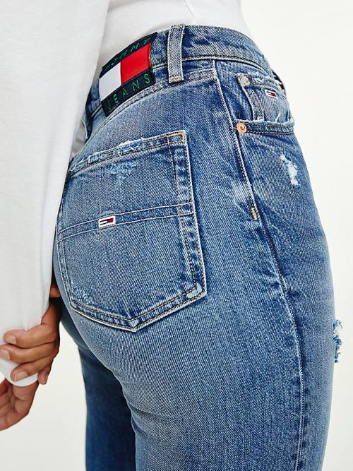 Tommy Hilfiger Julie Ultra High Rise Straight Distressed Farmer Női Denim | TH710FRE