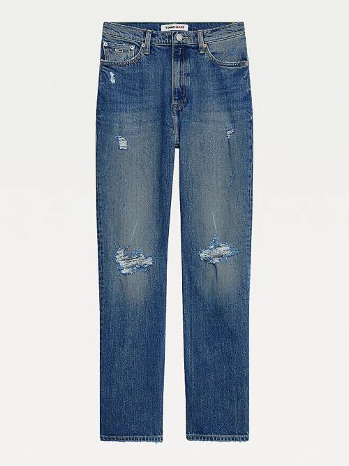 Tommy Hilfiger Julie Ultra High Rise Straight Distressed Farmer Női Denim | TH710FRE