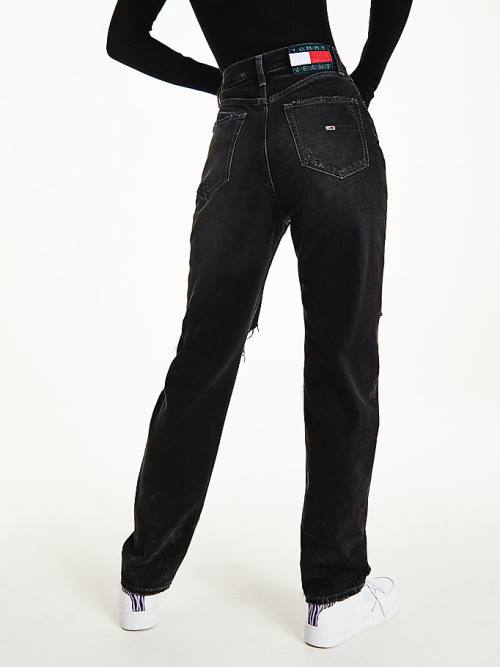 Tommy Hilfiger Julie Ultra High Rise Straight Black Distressed Farmer Női Denim | TH801HYX