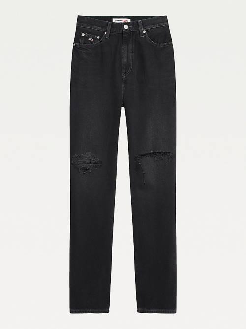 Tommy Hilfiger Julie Ultra High Rise Straight Black Distressed Farmer Női Denim | TH801HYX