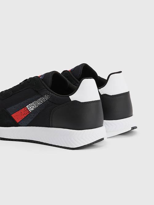 Tommy Hilfiger Klipsz Mixed Texture Flag Tornacipő Férfi Fekete | TH412GDV