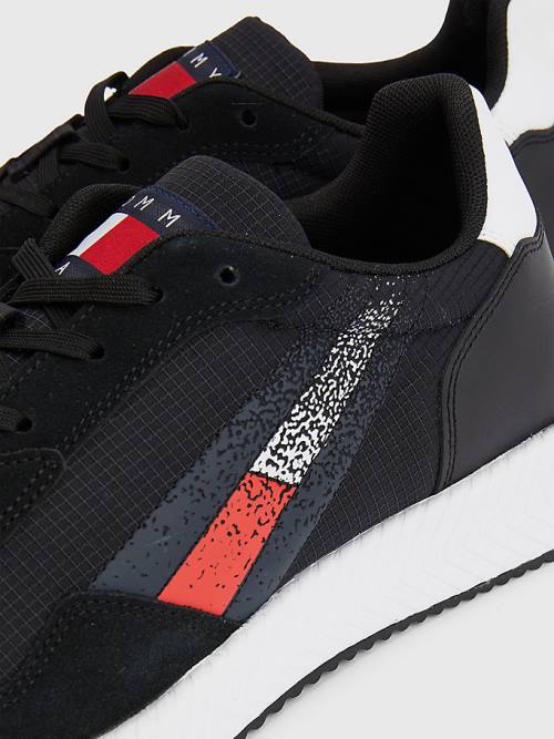 Tommy Hilfiger Klipsz Mixed Texture Flag Tornacipő Férfi Fekete | TH412GDV