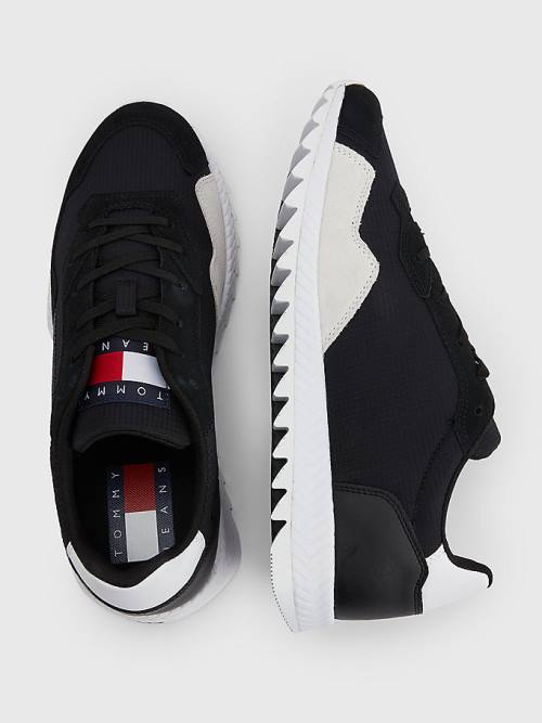 Tommy Hilfiger Klipsz Mixed Texture Flag Tornacipő Férfi Fekete | TH412GDV