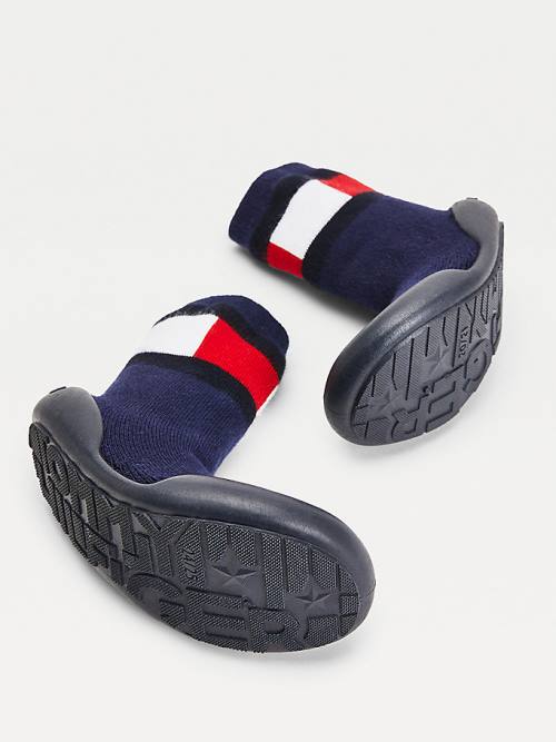 Tommy Hilfiger Knitted Colour-Blocked Papucs Sock Bakancs Fiú Kék | TH806KJF