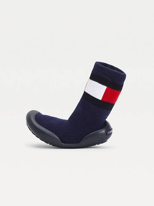 Tommy Hilfiger Knitted Colour-Blocked Papucs Sock Bakancs Fiú Kék | TH806KJF