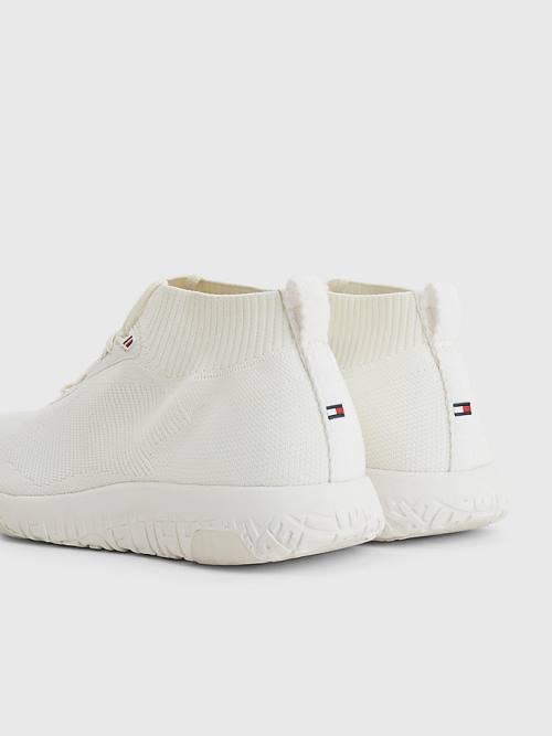 Tommy Hilfiger Knitted Runner High-Top Tornacipő Férfi Fehér | TH709IQL