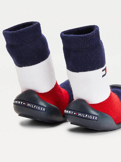 Tommy Hilfiger Knitted Signature Papucs Sock Bakancs Fiú Kék | TH081LRF