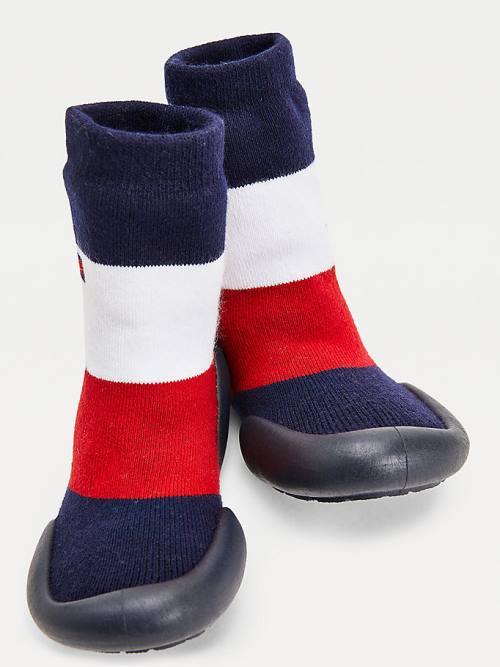 Tommy Hilfiger Knitted Signature Papucs Sock Bakancs Fiú Kék | TH081LRF