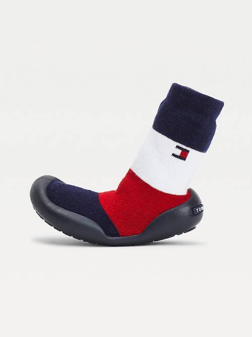 Tommy Hilfiger Knitted Signature Papucs Sock Bakancs Fiú Kék | TH081LRF