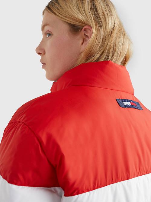 Tommy Hilfiger Könnyű Colour-Blocked Puffer Kabát Női Kék | TH367XNW