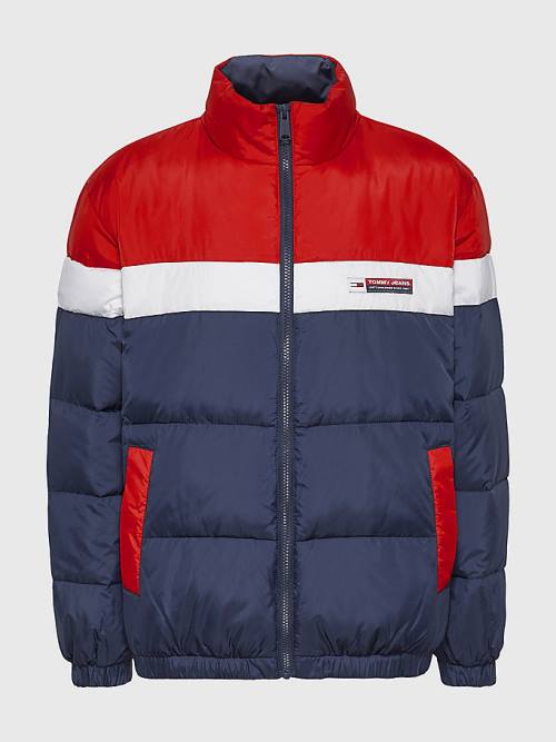 Tommy Hilfiger Könnyű Colour-Blocked Puffer Kabát Női Kék | TH367XNW