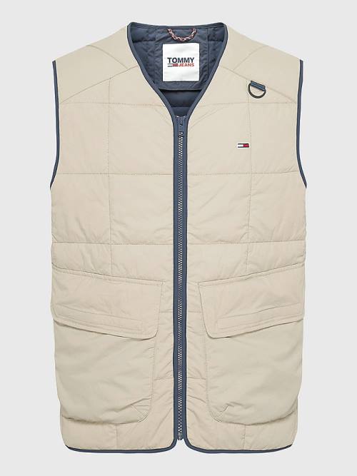 Tommy Hilfiger Könnyű Quilted Zip-Thru Ujjatlan Vest Dzseki Férfi Bézs | TH715OWG