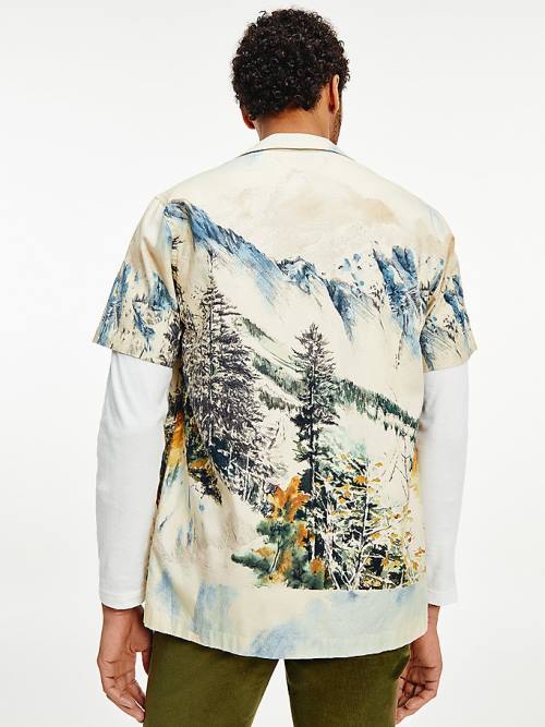 Tommy Hilfiger Landscape Print Regular Rövid Sleeve Ingek Férfi Bézs | TH267EXU