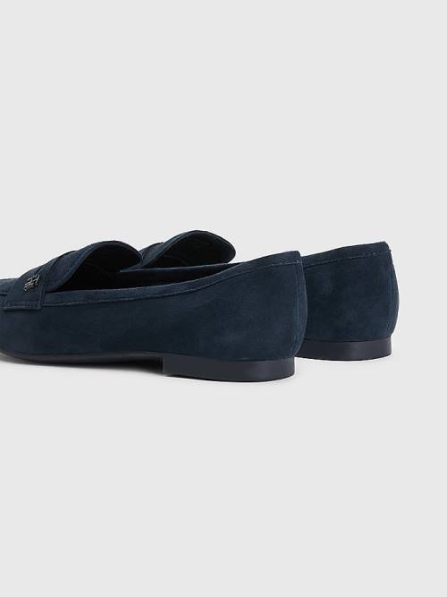 Tommy Hilfiger Lapos Velúr Loafer Cipő Női Kék | TH190SRD