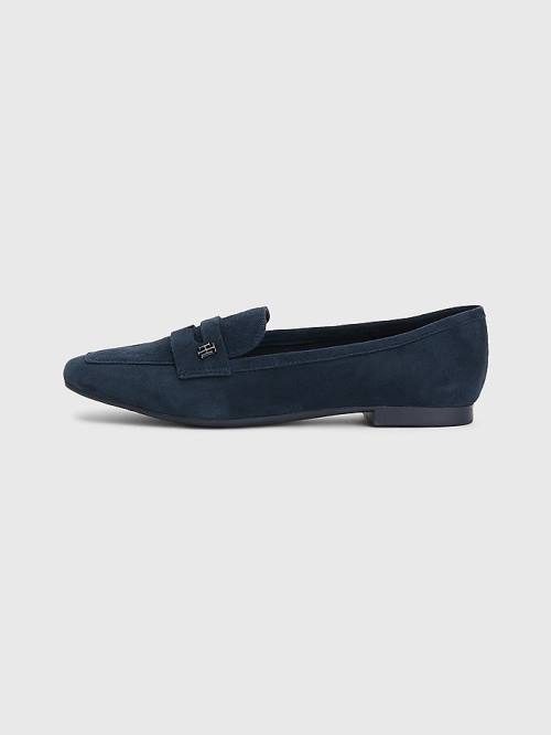 Tommy Hilfiger Lapos Velúr Loafer Cipő Női Kék | TH190SRD