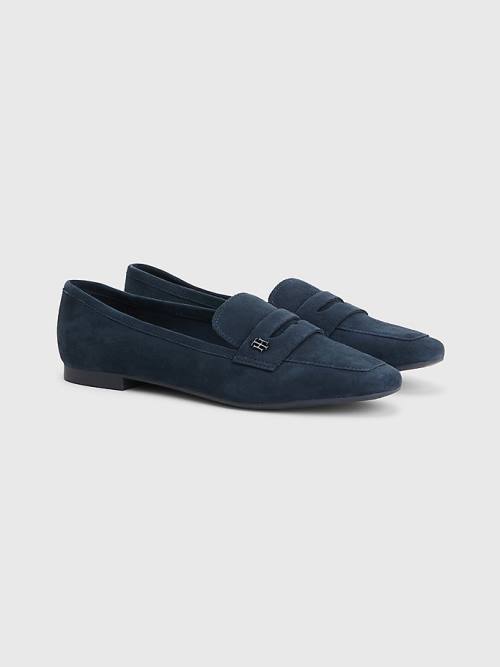 Tommy Hilfiger Lapos Velúr Loafer Cipő Női Kék | TH190SRD