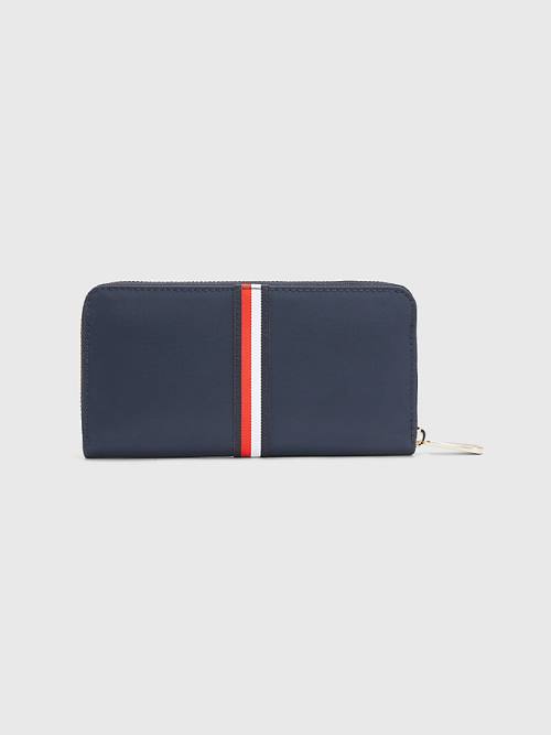 Tommy Hilfiger Large Zip-Around Signature Pénztárca Női Kék | TH578UXO