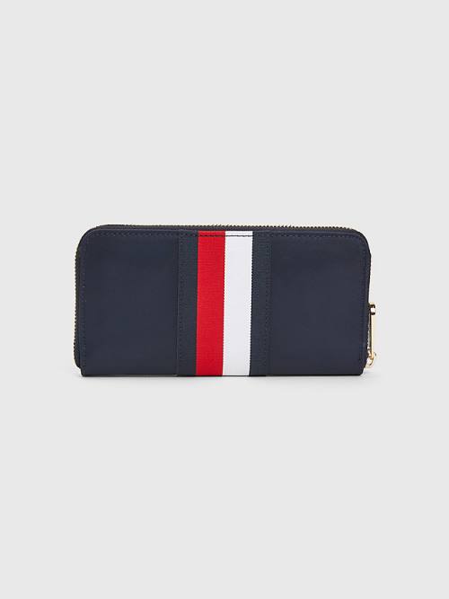 Tommy Hilfiger Large Zip-Around Signature Pénztárca Női Kék | TH630VZU