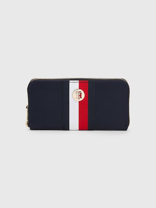 Tommy Hilfiger Large Zip-Around Signature Pénztárca Női Kék | TH630VZU