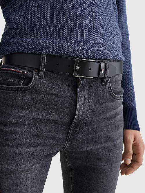 Tommy Hilfiger Layton Adjustable Organic Bőr Öv Férfi Fekete | TH061VFZ