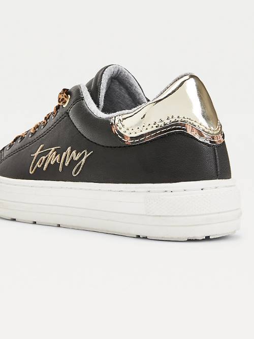 Tommy Hilfiger Leopard Low-Top Tornacipő Lány Fekete | TH876ATD