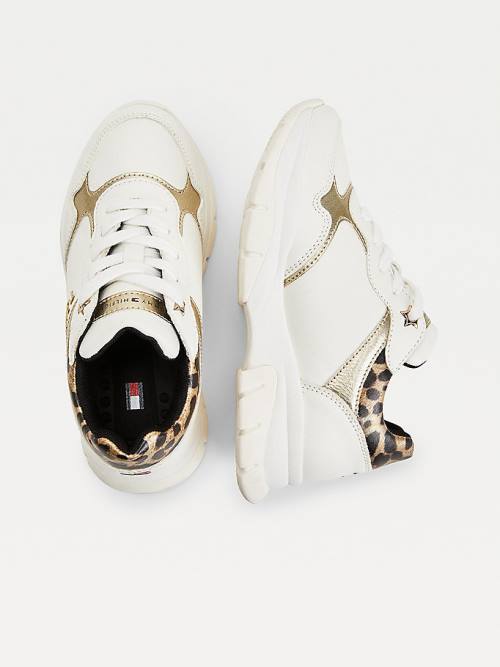 Tommy Hilfiger Leopard Panel Low-Top Tornacipő Lány Fehér | TH520IJB