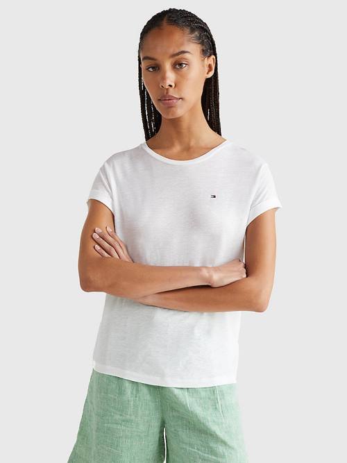 Tommy Hilfiger Linen Blend Oversized Póló Női Fehér | TH827FJA