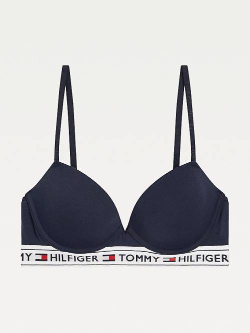 Tommy Hilfiger Logo Band Bra Fehérnemű Női Kék | TH781ATN