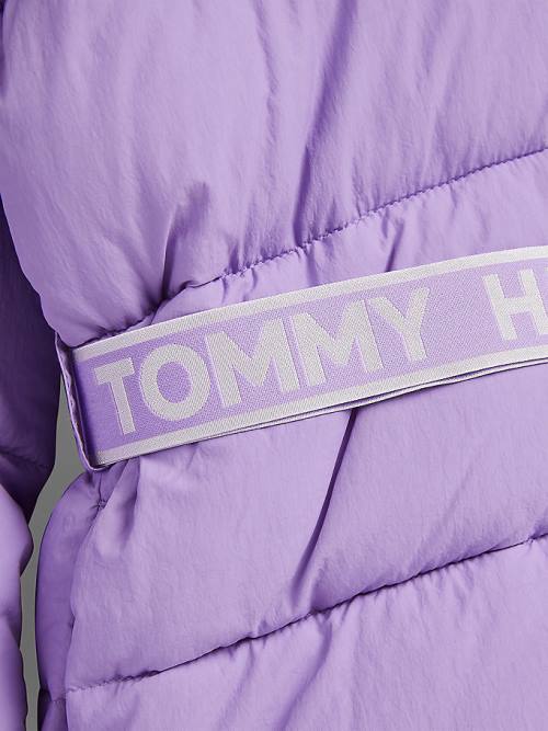 Tommy Hilfiger Logo Belt Recycled Puffer Kabát Lány Lila | TH345VXJ