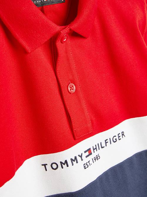 Tommy Hilfiger Logo Colour-Blocked Polo Póló Fiú Kék | TH847UYO