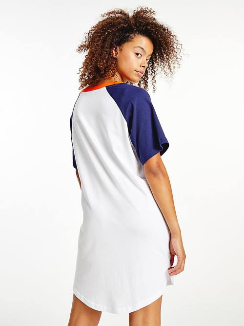 Tommy Hilfiger Logo Contrast Trim Colour-Blocked Nightdress Pizsama Női Kék | TH067PFC